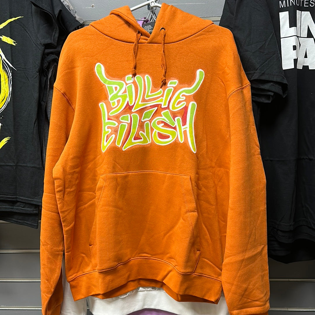 Billie Eilish Orange Airbrush Flames Hoodie Large GMBTech