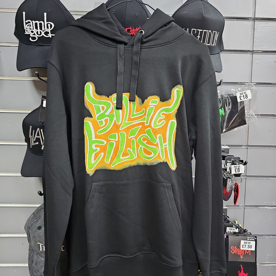 Billie Eilish - Black Airbrush Flames Hoodie - Medium