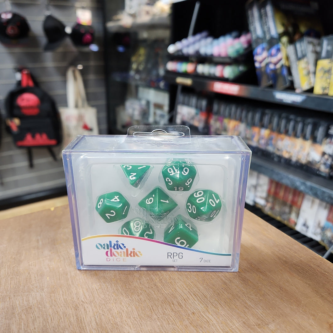 Oakie Doakie Dice - RPG 7 Dice Set - Green